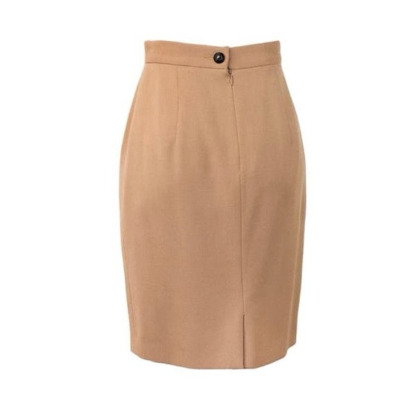 DOLCE & GABBANA Size 6 (42 IT) Wool PENCIL SKIRT Camel - Picture 2 of 7